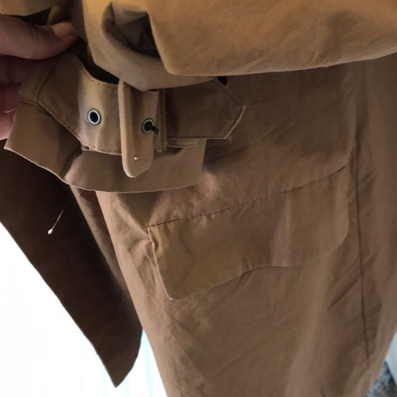 F21 Trench Coat Jacket Faux Fur Collar - Picture 6 of 8